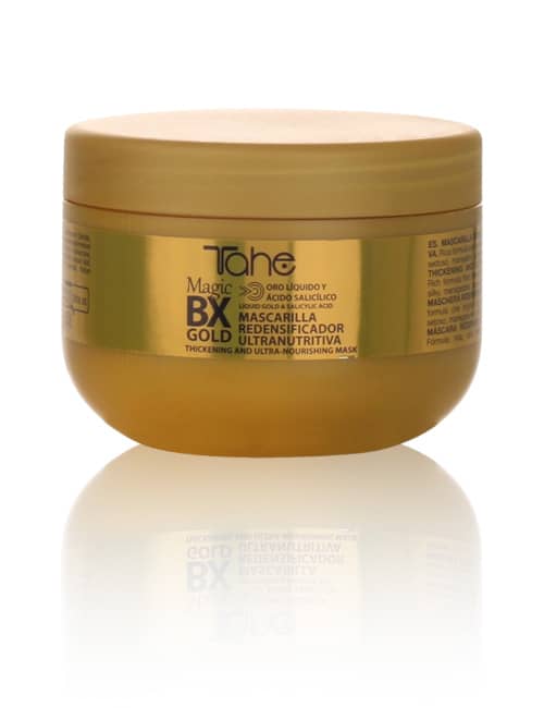 Tahe Magic BX Gold mascarilla ultra nutritiva para cabellos finos y secos de 300 ml.